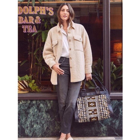 Good American Sherpa Shacket NWT Size 1/2 Tan Oversized Small / Medium - Picture 13 of 14